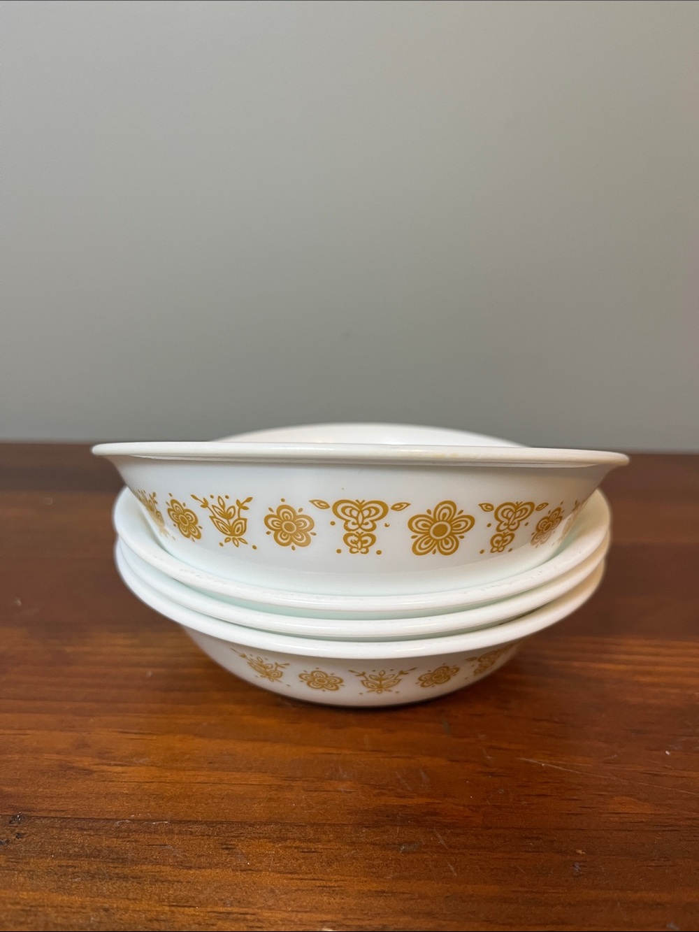 Vintage Corelle Butterfly Gold Fruit/Dessert Bowls, Set of 4
